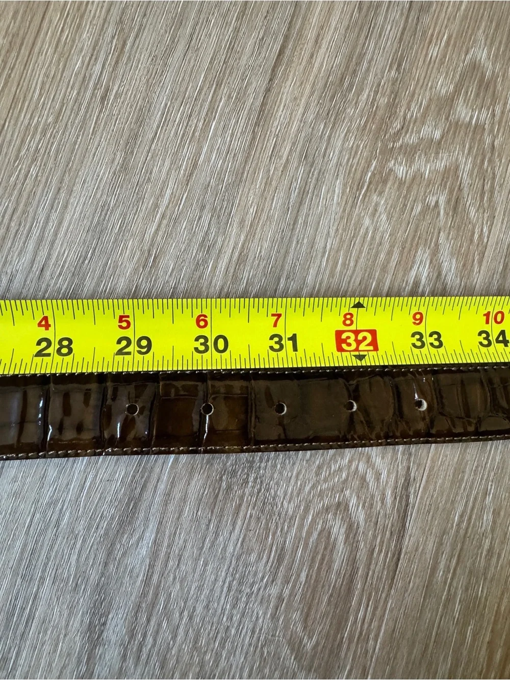 Doncaster Brown Croc Embossed Patent Leather Belt Made in Italy Size 31